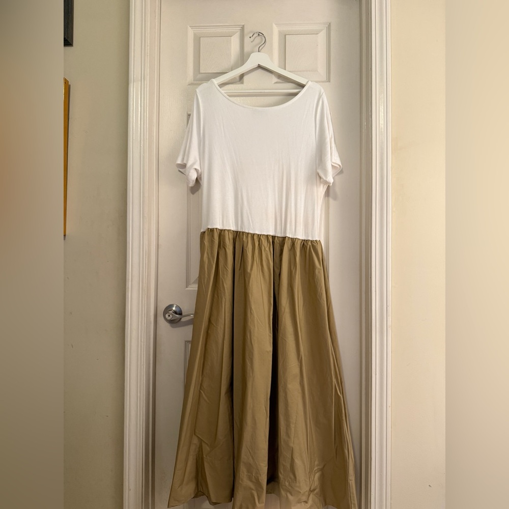 Gap White ribbed cotton and Tan broadcloth skirt Mixy Dress